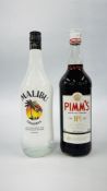 1 X 1 LITRE MALIBU COCONUT & WHITE RUM LIQUEUR PLUS 1 X 1 LITRE PIMMS NO.1.