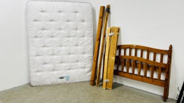 A PINE DOUBLE BEDSTEAD WITH SILENTNIGHT MIRACOIL HAMPTON LUXURY MATTRESS