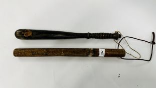 TWO VINTAGE TRUNCHEONS TO INCLUDE AN EXAMPLE MARKED VR.