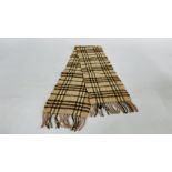 A CASHMERE SCARF MARKED "BURBERRY"