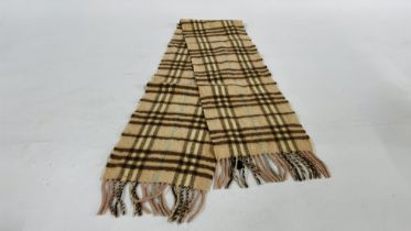 A CASHMERE SCARF MARKED "BURBERRY"