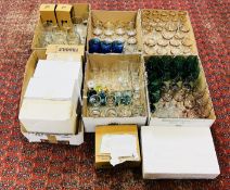 6 X BOXES CONTAINING AN EXTENSIVE COLLECTION OF DRINKING GLASSES TO INCLUDE BLUE & GREEN,