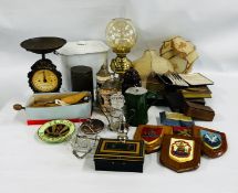 2 X BOXES CONTAINING A GROUP OF ASSORTED COLLECTABLES TO INCLUDE GERMAN STEINS, PLASTER PLAQUES,