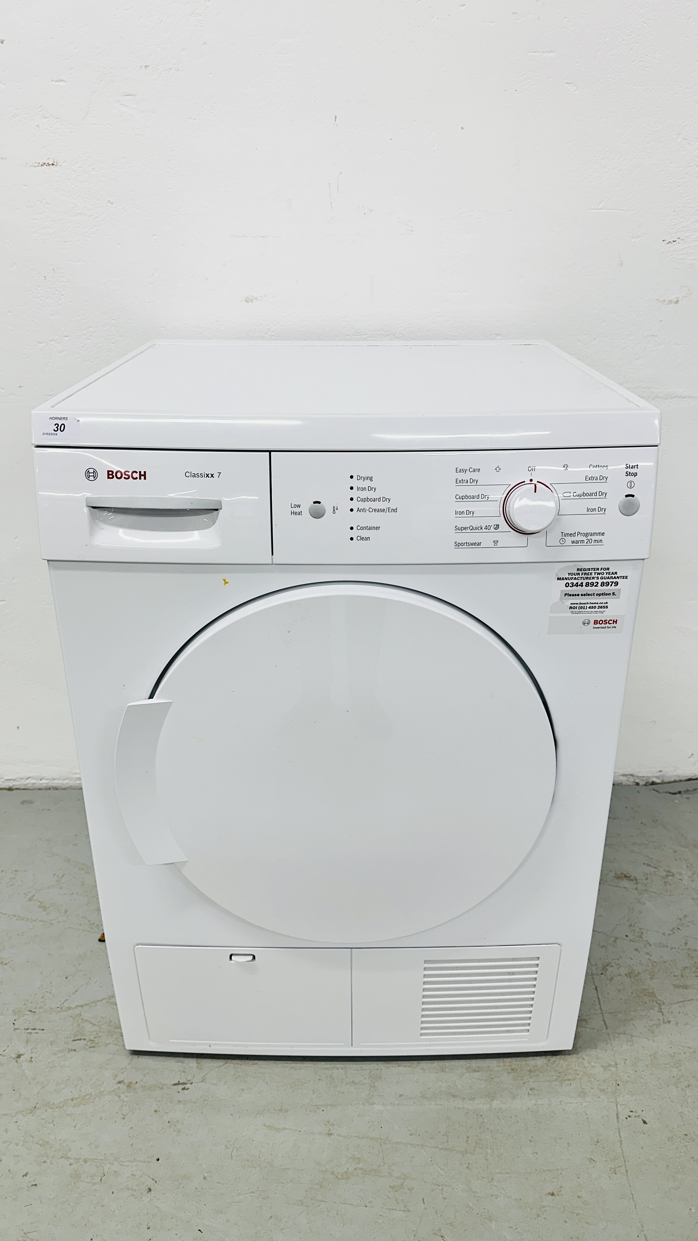 BOSCH CLASSIXX 7 CONDENSER TUMBLE DRYER - SOLD AS SEEN. - Image 7 of 7