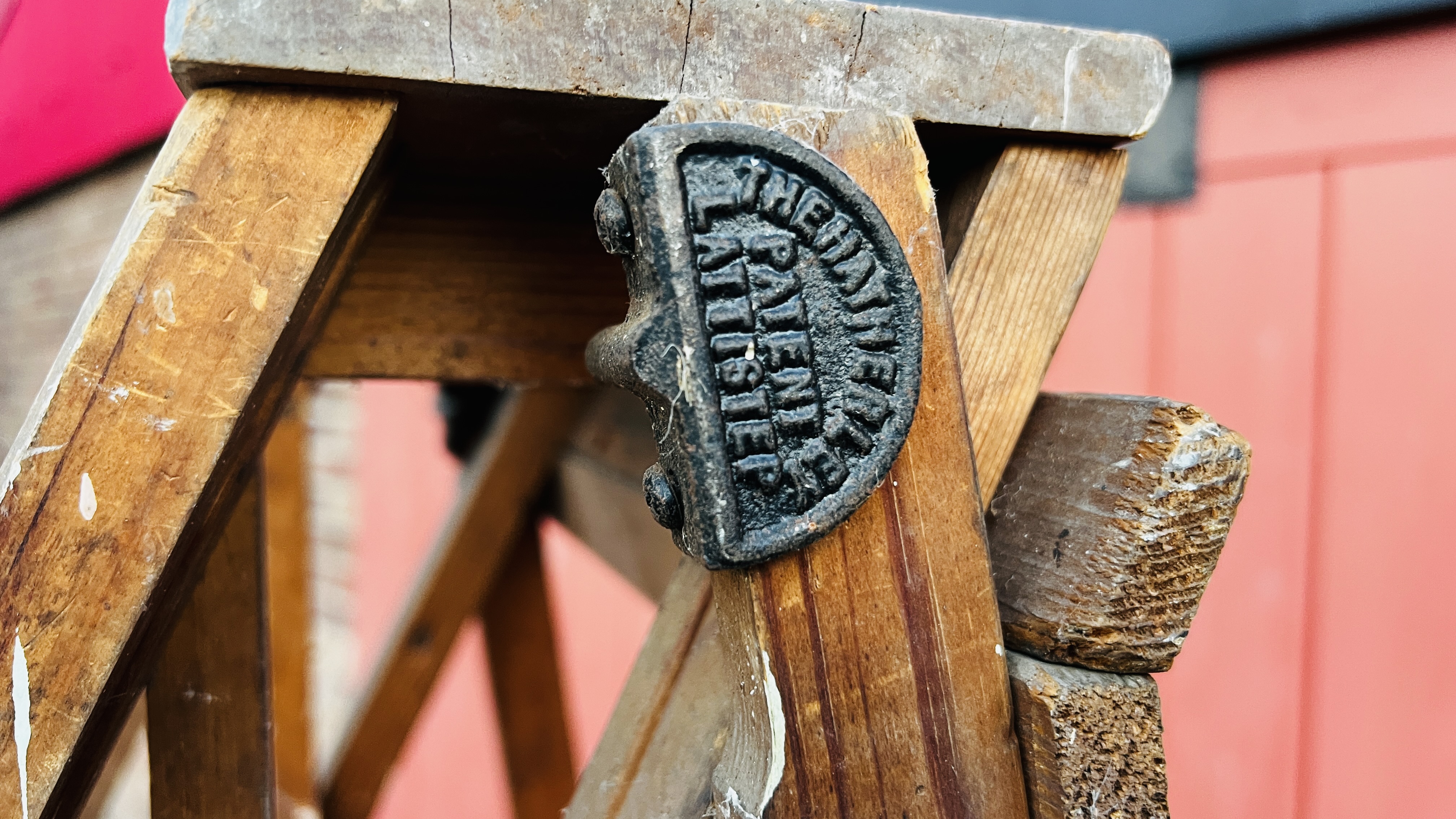 TWO SETS OF VINTAGE WOODEN LADDERS ONE HAVING A CAST PLAQUE TITLED "THE HATHERLEY" (COLLECTORS ITEM - Image 8 of 17