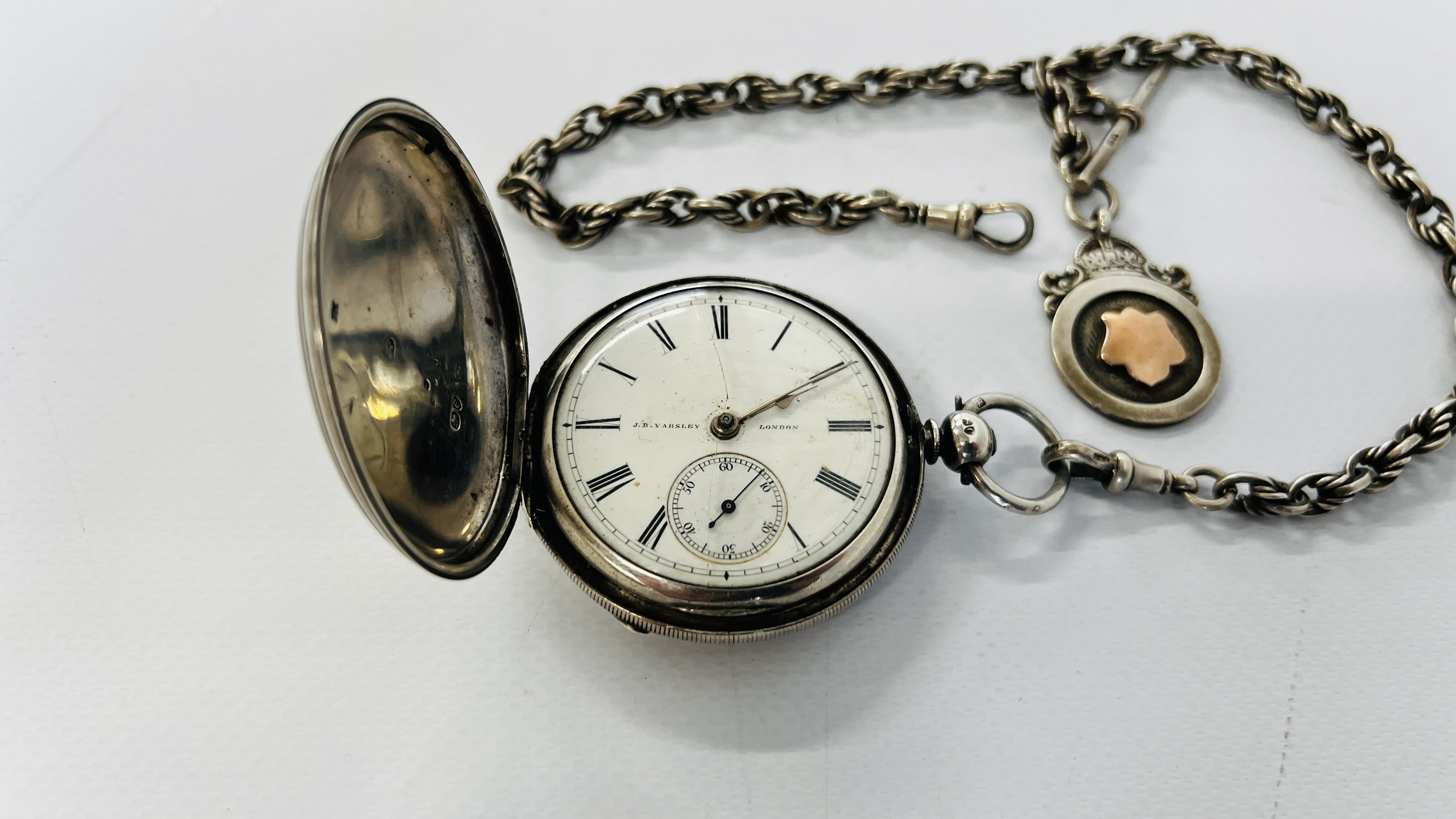 AN ANTIQUE SILVER POCKET WATCH, THE ENAMELED DIAL MARKED J.B. - Image 2 of 13