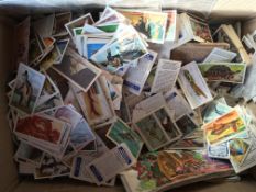 CIGARETTE CARDS: BOX OF LOOSE CIG / TRADE CARDS, VERY MIXED CONTENTS AND CONDITION.