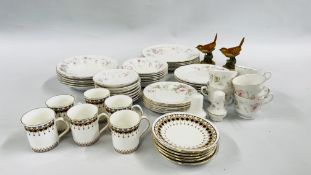 QUANTITY MIXED DINNERWARE INCLUDING ROYAL STAFFORD AND ELIZABETHAN + TWO BIRD STUDIES AND TWO TABLE