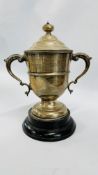 A SILVER TROPHY CUP AND COVER ENGRAVED "SHOOTING TIMES CHRISTMAS BOX COMPETITION" WON BY THE