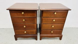 A PAIR OF STAG 4 DRAWER BEDSIDE CABINETS W 53CM X D 46CCM X H 73CM.