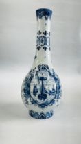 A BLUE AND WHITE DELFT VASE DEC 507, DEPICTING A TYPICAL DUTCH WINDMILL AND SAILING BOAT SCENE,