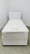 A SHIRE BED COMPANY "BUCKINGHAM" POCKET SPRUNG SINGLE DIVAN BED WITH DRAWER BASE AND HEADBOARD