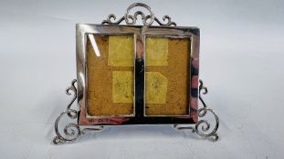 AN ELEGANT SILVER DOUBLE PHOTO FRAME, LONDON ASSAY W 13.5 X H 11CM.