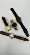 A GROUP OF 4 DESIGNER WRIST WATCHES TO INCLUDE EXAMPLES MARKED ROTARY, MICHAEL KORS,