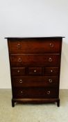 A STAG 7 DRAWER CHEST 82CM W X 46CM D X 111CM H.