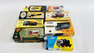 A GROUP OF 8 CORGI ADVERTISING DIE-CAST MODEL LORRIES TO INCLUDE GUINNESS, BALLANTINES BRS,
