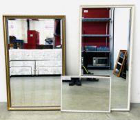 3 X VARIOUS MIRRORS TO INCLUDE GILT FRAMED 68 X 109CM,