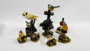 A GROUP OF 9 ARDEN SCULPTURE BIRD STUDIES A/F CONDITION.