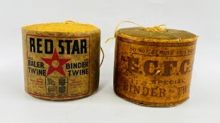 2 VINTAGE PACKS OF BINDER TWINE TO INCLUDE RED STAR AND E.C.F.C.A. IN ORIGINAL PAPER PACKAGING.
