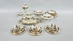 APPROXIMATELY 46 PIECES OF WEDGEWOOD HATHAWAY ROSE TEA AND DINNERWARE.