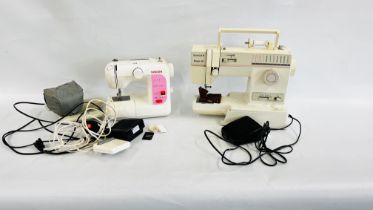 TWO SINGER SEWING MACHINES TO INCLUDE FEATHERWEIGHT AND TEMPO 60.