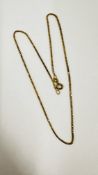 A YELLOW METAL BOX LINK NECKLACE L 40CM.