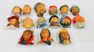 A COLLECTION OF 15 ASSORTED "LEGEND PRODUCTS" PLASTER BUSTS TO INCLUDE INDIAN PRINCE,