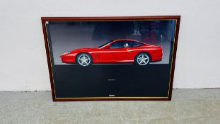 FRAMED AND FERRARI 550 MARANELLO PRINT FROM FERRARI FACTORY IN MODENA 102CM X 73CM.