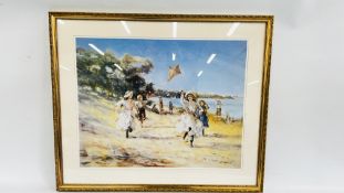 JUDY TALACKO PRINT 'SOPHIES NEW KITE' GILT FRAMED AND MOUNTED 56 X 70CM.