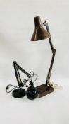 TWO ANGLE POISE LAMPS INCLUDING VINTAGE - COLLECTORS ITEMS ONLY - SOLD AS SEEN.