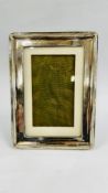 A RECTANGULAR SILVER PHOTO FRAME BIRMINGHAM ASSAY H 17CM X W 12.5CM.