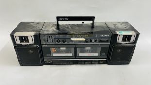 A SONY RETRO DOUBLE CASSETTE GHETTO BLASTER MODEL CFS-W360L - SOLD AS SEEN.