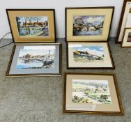 COLLECTION OF 5 ORIGINAL WATERCOLOURS SIGNED JANET BECKETT INCLUDING WINTERTON HEATH,