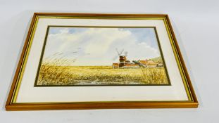 A FRAMED WATERCOLOUR CLEY MILL BEARING SIGNATURE JOHN CHENERY.