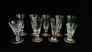 A SET OF 6 STRONG ALE GLASSES, OF CONICAL AND FACETED FORM, THE KNOP STEM ON A CIRCULAR FOOT,