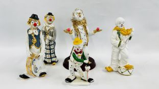 A GROUP OF 5 SPANISH COLLECTORS CLOWN ORNAMENTS TO INCLUDE TWO EXAMPLES MARKED "AXIA".