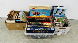 4 BOXES CONTAINING VINTAGE BOARD GAMES AND JIGSAWS AS CLEARED - CANNOT GUARANTEE COMPLETE.