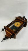 A LATE C19TH WALNUT DROP DIAL WALL CLOCK HEIGHT 70CM.