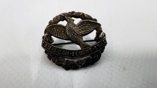 BIRMINGHAM 1921 SILVER BADGE WITH THE MOTTO "I AM I CAN I OUGHT I WILL".