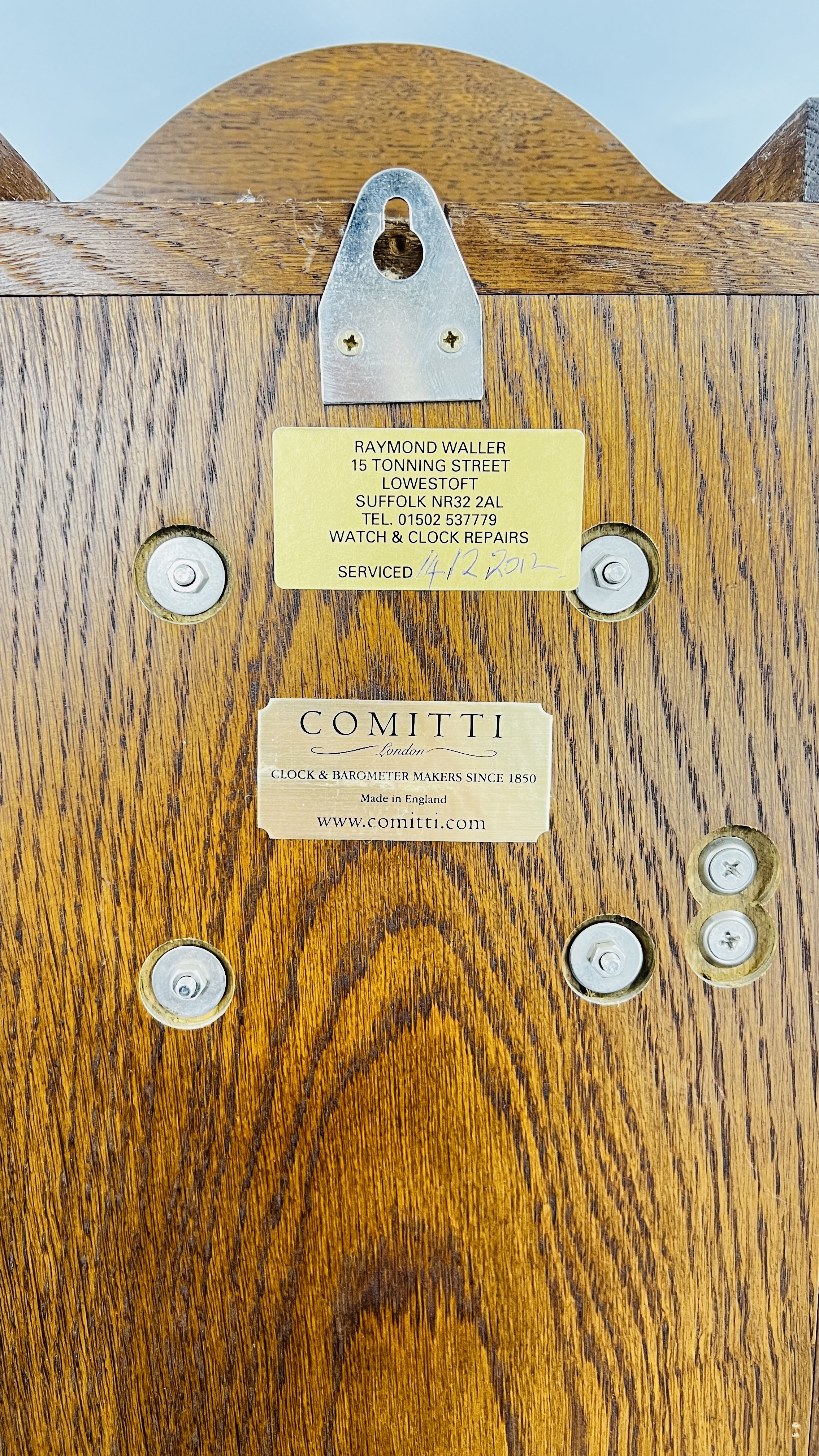 GOOD QUALITY REPRODUCTION WESTMINSTER CHIMING WALL CLOCK BY COMITTI OF LONDON, H 59CM. - Image 4 of 5