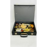A CASE OF COLLECTIBLES TO INCLUDE PENCIL, PEN KNIFE, CIGAR CUTTER, COMPASS, PIPES, DRESS STUDS,