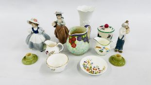 A GROUP OF CABINET COLLECTIBLES AND ORNAMENTS TO INCLUDE A GOSS SUGAR BOWL,
