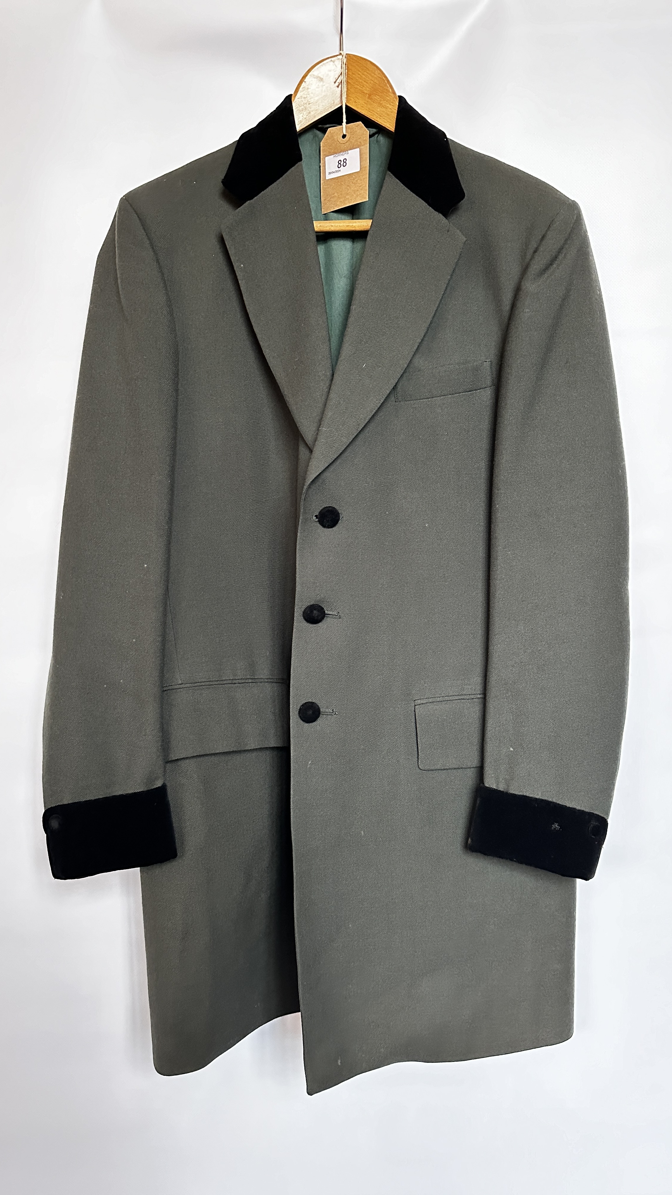 1950S BURTON DARK GREEN WOOL ¾ LENGTH TEDDY BOY JACKET,