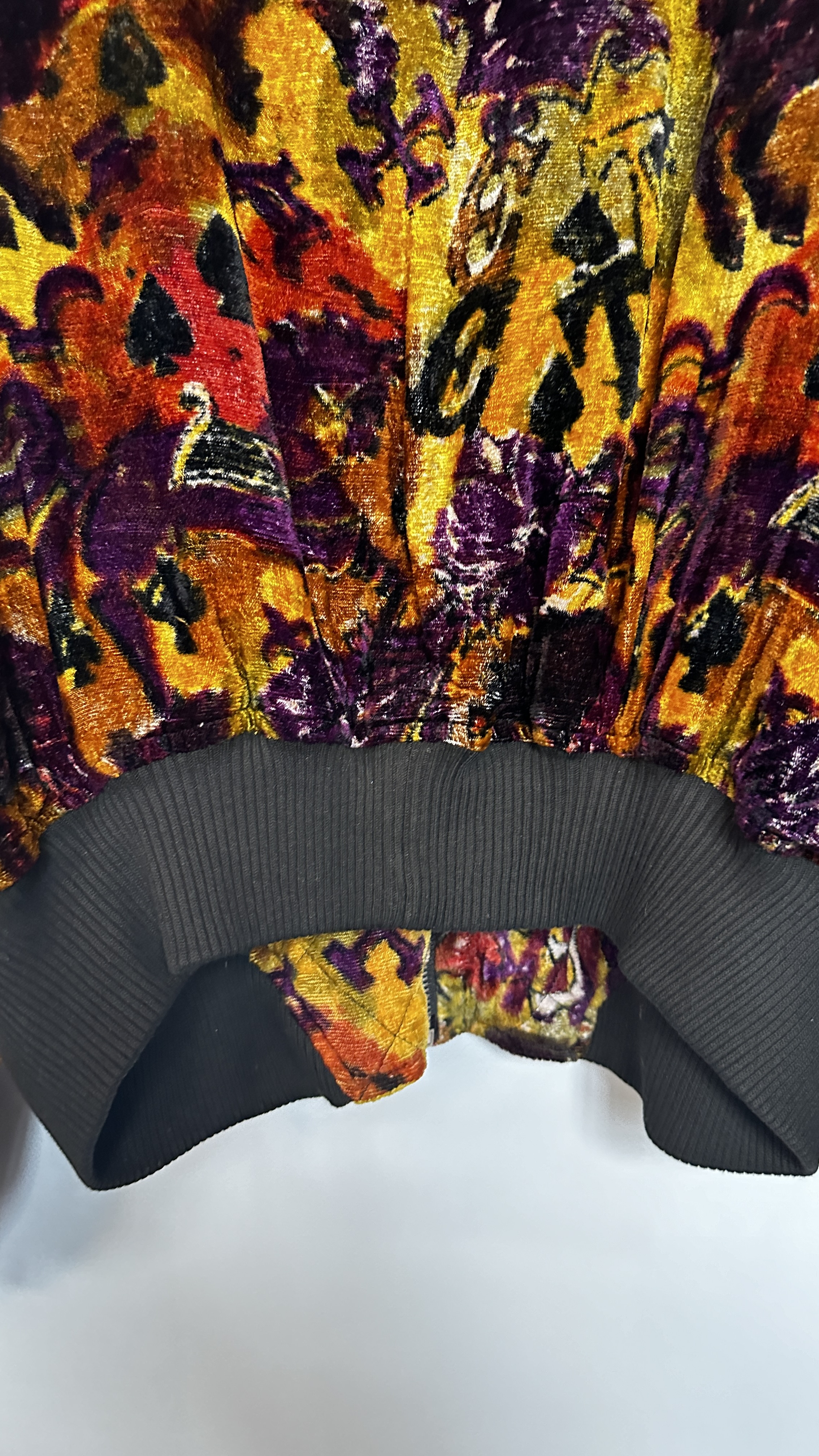 1970S FRENCH CONNECTION MULTI COLOUR VELVET JACKET, ZIP FASTENING TO FRONT, FULL SLEEVES, - Image 15 of 16