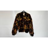 1970S FRENCH CONNECTION MULTI COLOUR VELVET JACKET, ZIP FASTENING TO FRONT, FULL SLEEVES,