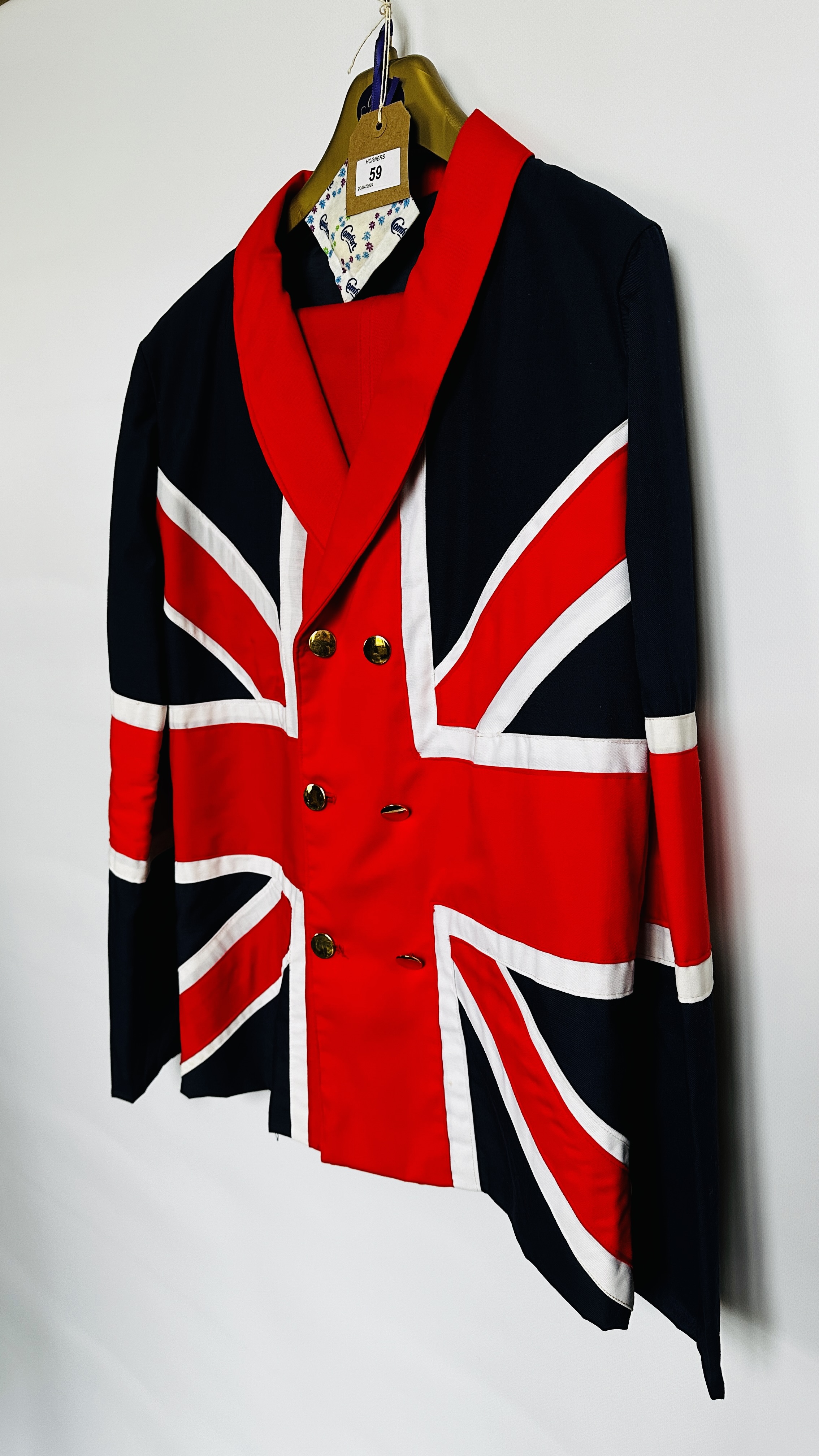 1960S UNION JACKET SUIT, RED TROUSERS - JACKET RED/WHITE/BLUE - A/F CONDITION, SOLD AS SEEN. - Image 6 of 12