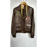 A REPRODUCTION TYPE A2 AMERICAN BROWN LEATHER BOMBER STYLE JACKET BY EASTMAN LEATHER CLOTHING -