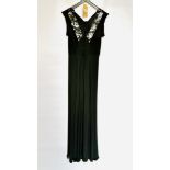 1930S BLACK HEAVY CREPE GOWN,