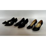 3 PAIRS OF LADY’S SHOES - 2 PAIRS 1950S BLACK LACE, SIZE 41/2 & 6,