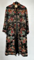 1940S BLACK SATIN CHINESE STYLE ¾ LENGTH COAT,